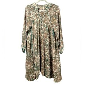 Natalie Martin Beige, Green and Cream Printed Midi Dress